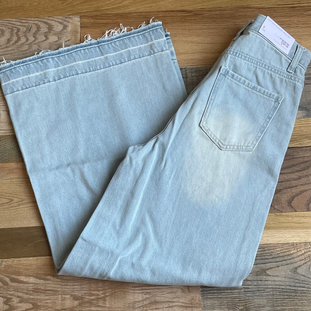 Insane Gene Jeans Womens 5 26 High Rise Relaxed Wide Leg Light Wash Raw Hem